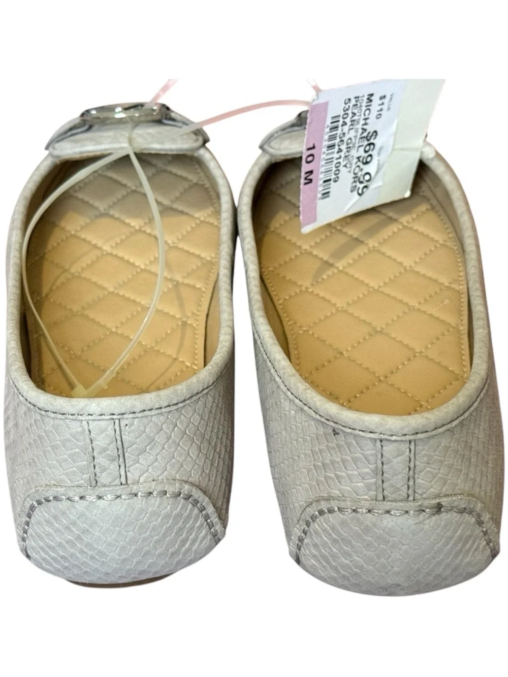 Michael Kors White Quilted MK Logo Slip-On Flats